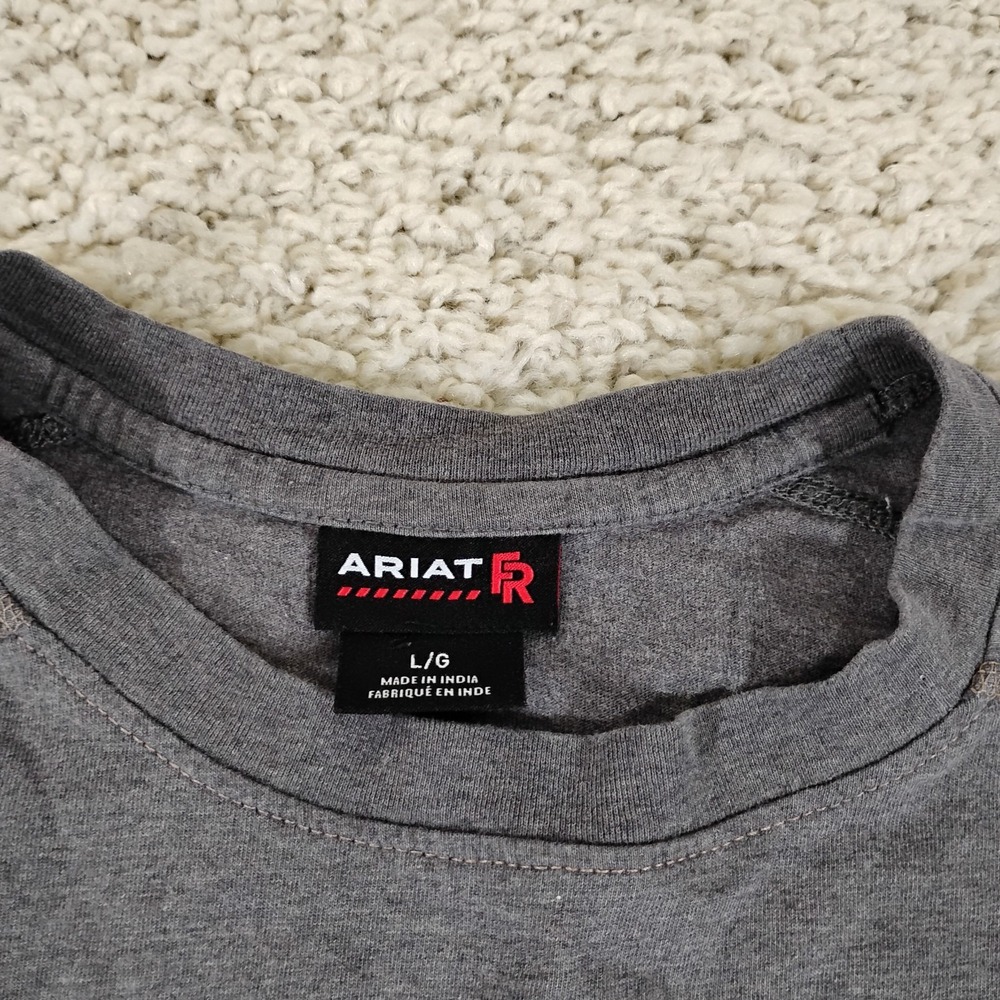 Ariat Shirt Mens Large Gray FR Fire Resistant Cat 2 2112 Workwear Long Sleeve - Picture 3 of 9
